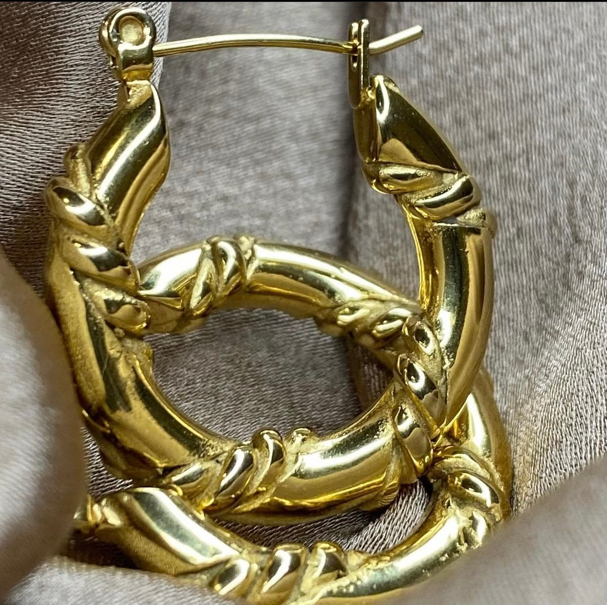 Gold plated hoop earrings. Water Resistant Jewelry. Elegant Jewelry. Timeless Jewelry